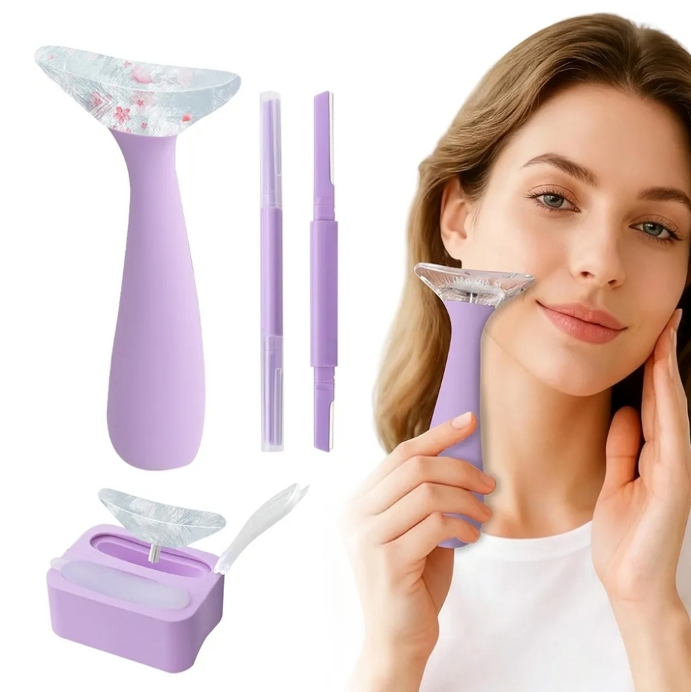 Lavender Facial Ice Roller Set With Dermaplane Razor